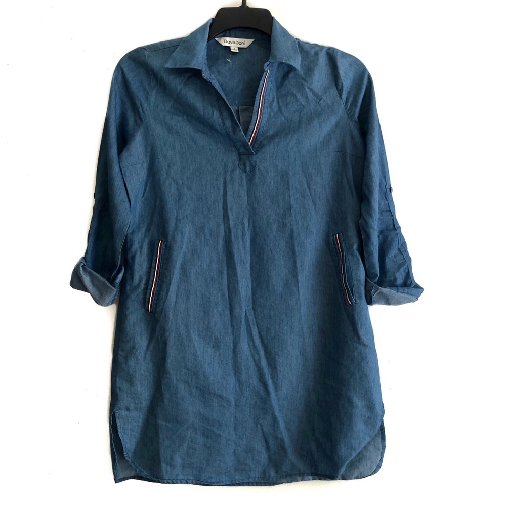 Chambray Blue Long Sleeve Dress